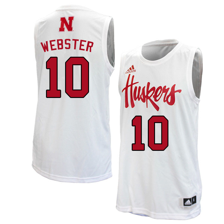 Men #10 Kobe Webster Nebraska Cornhuskers College Basketball Jerseys Sale-White - Click Image to Close
